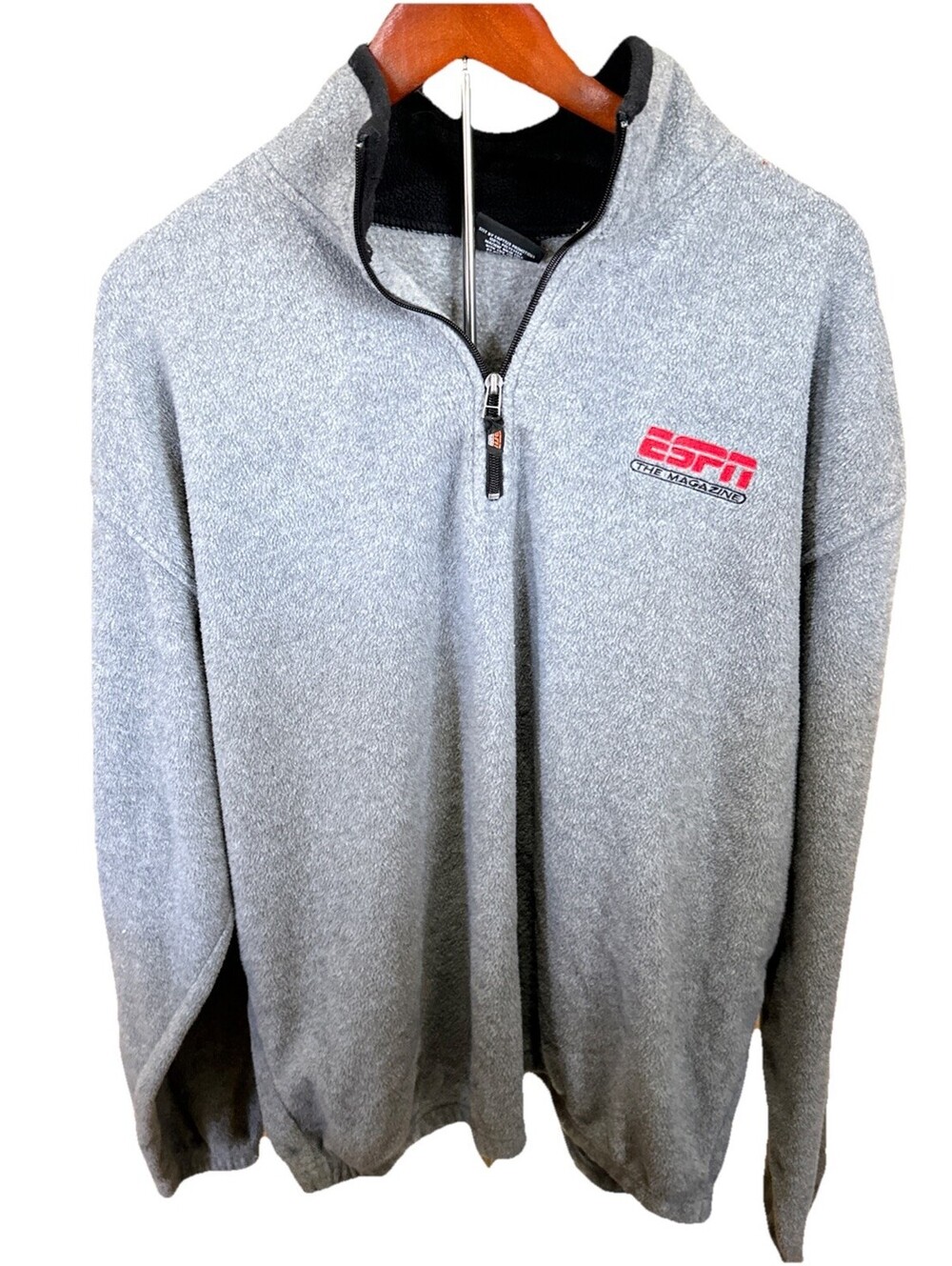 Vintage 90s ESPN The Magazine Fleece Pullover Men’s XL Gray Jacket Sweater